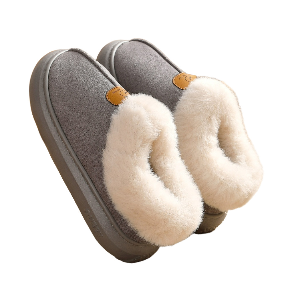 Zapatillas de algodón con tacón cubierto para hombre, invierno, interior, hogar, a prueba de viento, además de terciopelo, suela gruesa antideslizante cálida, 2026 nuevos zapatos de algodón para mujer
