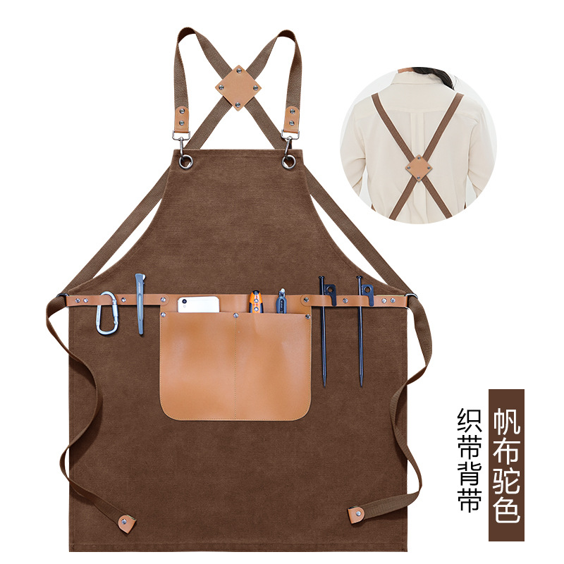 Comercio exterior delantal de lona gruesa logotipo personalizado industria pesada máquina reparación electricista carpintería ropa de trabajo delantal fábrica al por mayor personalizado