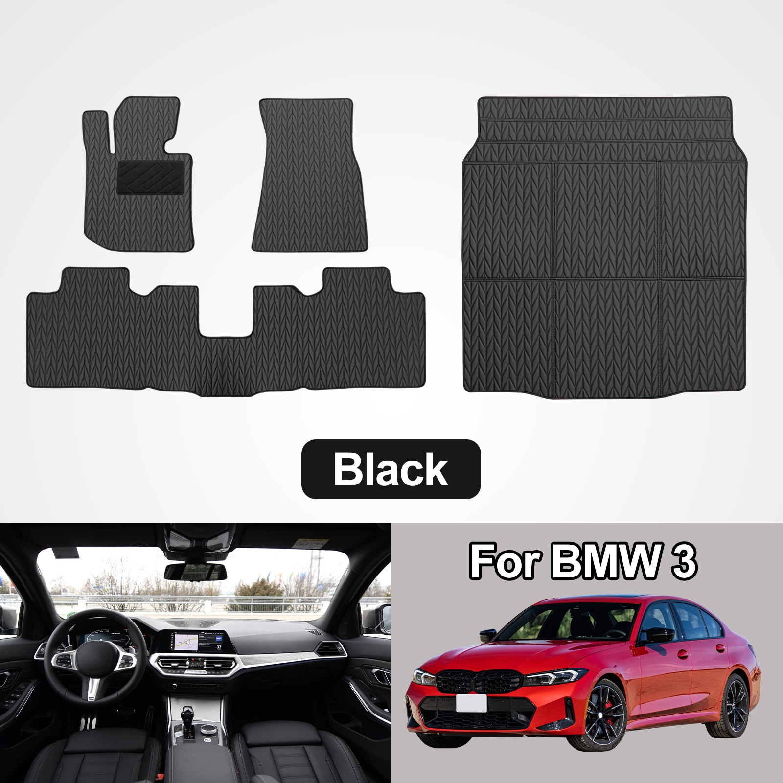 BMW 3 시리즈 블랙 버들 패턴 4 피스 세트