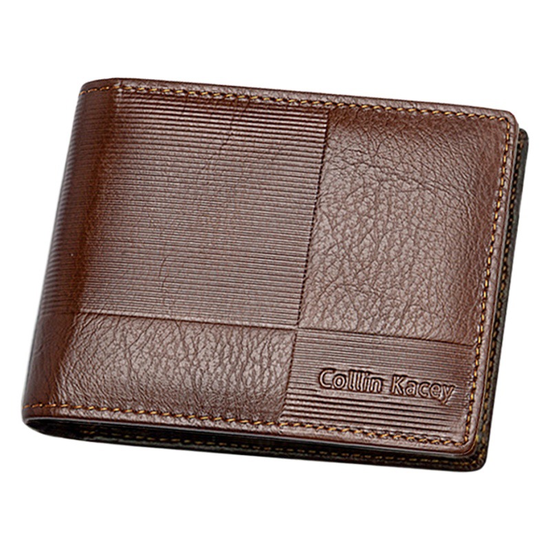 Nueva Cartera de piel de vaca de los hombres de la bolsa de identificación ocasional de la moda corto de plata bolsa de negocios multi-tarjeta de la cartera de fábrica al por mayor