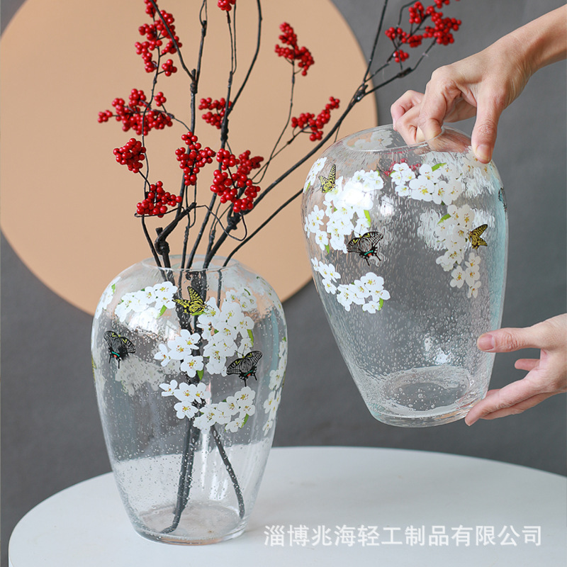 New Chinese style white cherry butterfly love flower bubble glass…