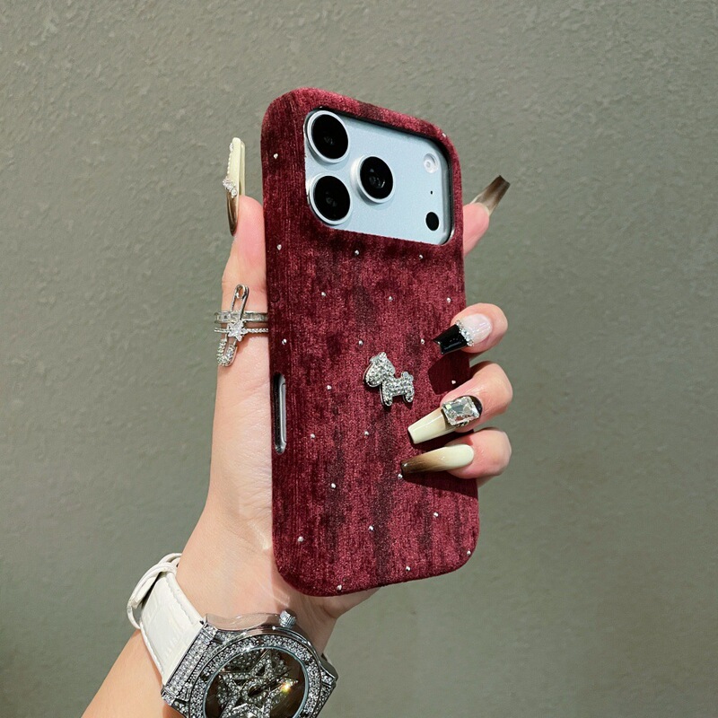 Autumn and Winter High-End Sparkling Diamond Pony Case Suitable for iPhone 17 Pro Max, Apple 16 Anti-Drop 15 Protective Cover