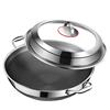 Binaural non-stick cookware Wok 316 Stainless steel household Flat bottom Frying pan Electromagnetic furnace Gas stove apply