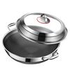 Binaural non-stick cookware Wok 316 stainless steel household Flat bottom Frying pan Electromagnetic furnace Gas stove apply