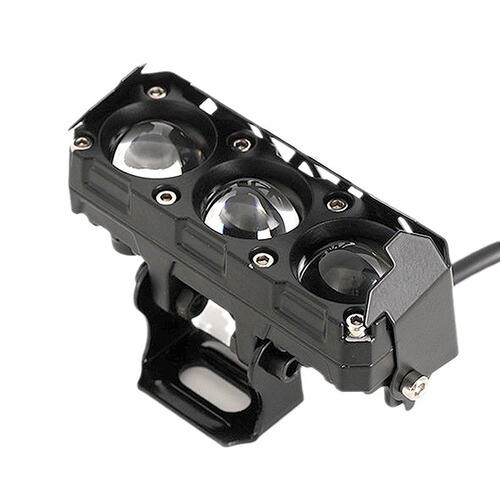 Motorcycle LED spotlight with three beads external strong light flashing light, electric vehicle high brightness auxiliary yellow and white dual color headlights