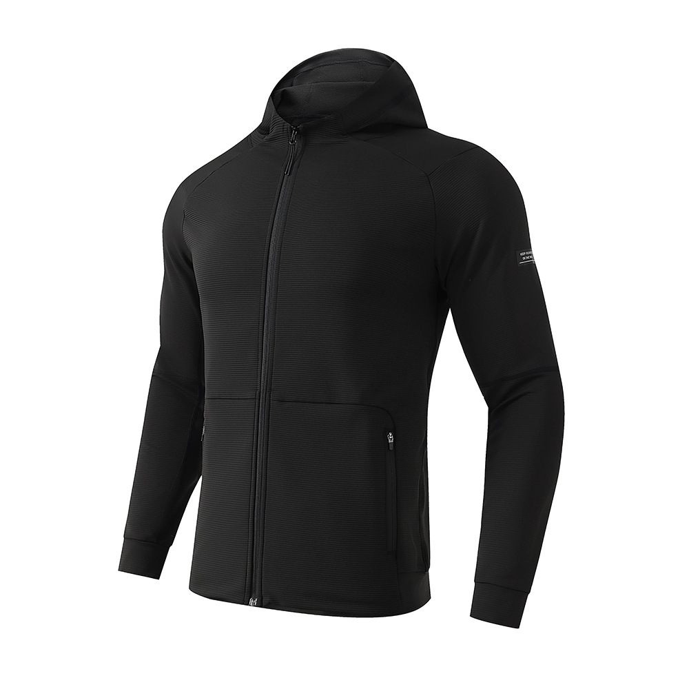 Otoño y invierno nueva chaqueta deportiva al aire libre chaqueta secado rápido chaqueta con capuzas cremallera manga larga ocio entrenamiento de entrenamiento de ejercicio chaqueta