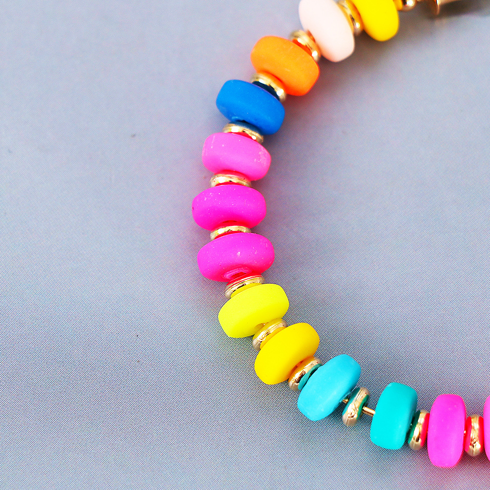 Bohemian style C-shaped color beaded earrings