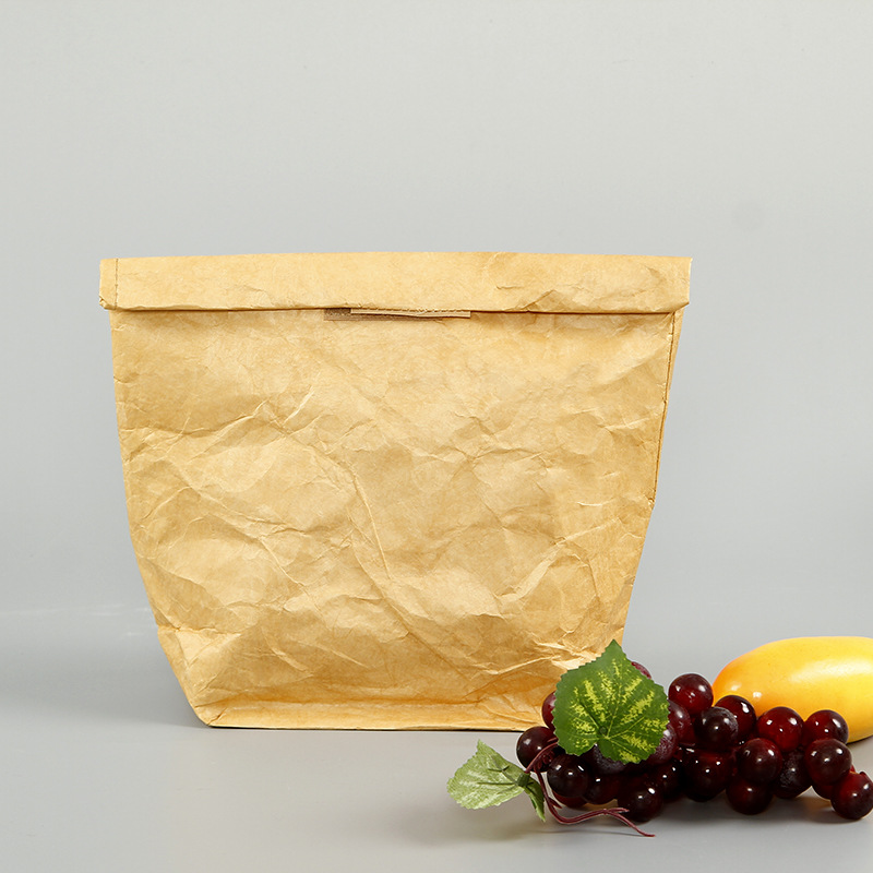 时尚杜邦纸手拎包魔术贴卷边收纳袋可水洗牛皮纸折叠购物袋印刷