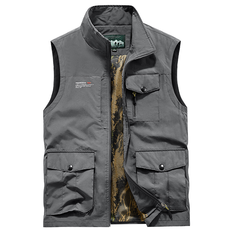 Nuevo chaleco de hombre casual chaleco de cuello al aire libre chaleco de fotografía chaleco de primavera y otoño chaleco de cuello de hombre chaqueta