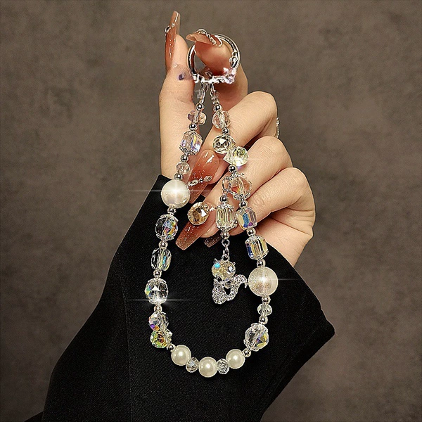 White charming fox mobile phone chain [free transparent clip]