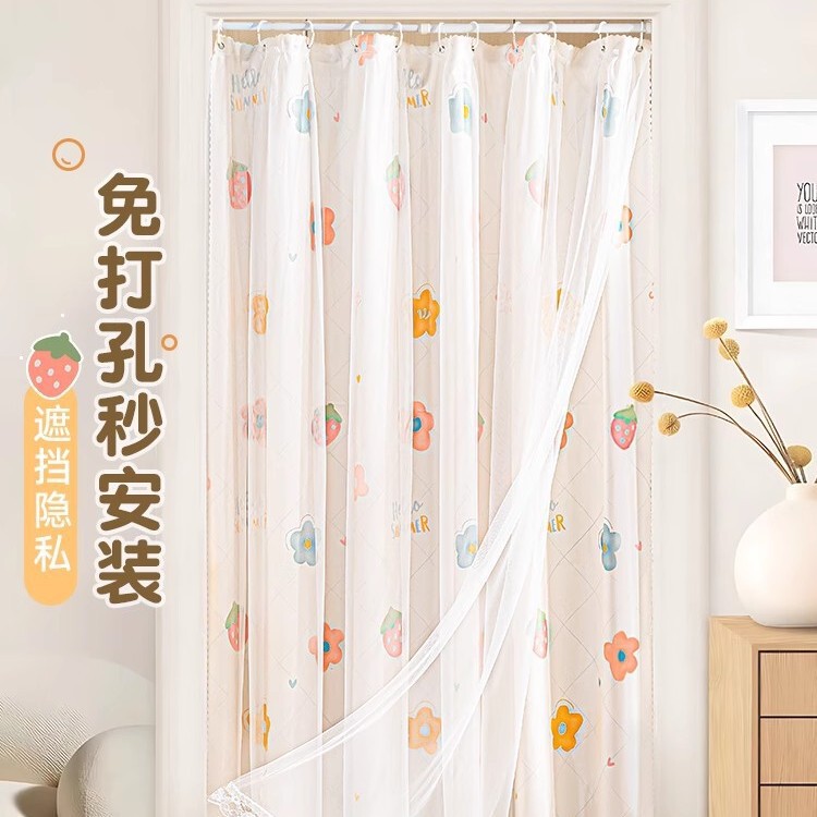 Door Curtain No-Drill Hook for Bedroom, Room, Home Partition Curtain, Bathroom, Kitchen Cabinet, Miscellaneous Item Blocking Curtain