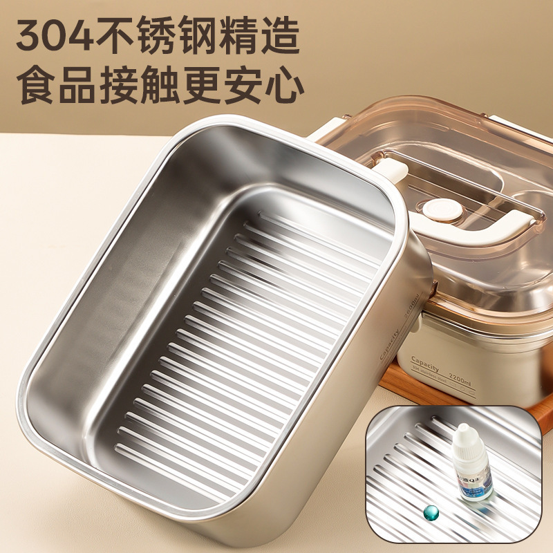 食品級ステンレス304保冷箱冷蔵庫専用密封箱弁当箱は電子レンジで弁当箱を加熱することができます。|undefined