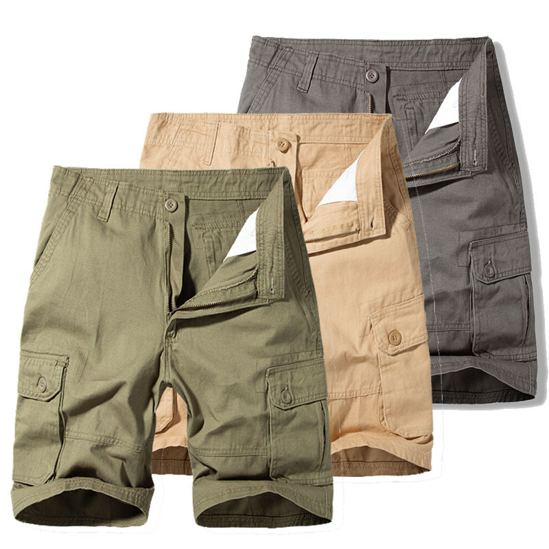 Cargo Shorts Men's Trendy Khaki Pure Cotton Pants Men's Summer American Style Boys' Casual Pants Trendy Brand Five-Point Pants