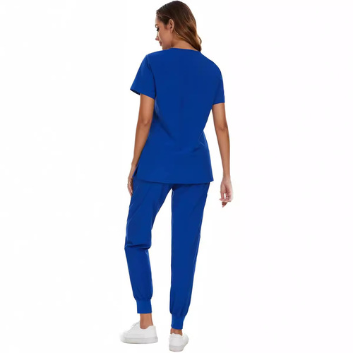 Cross-border European and American V-neck solid two-piece surgical dental work uniform set nurse uniform set