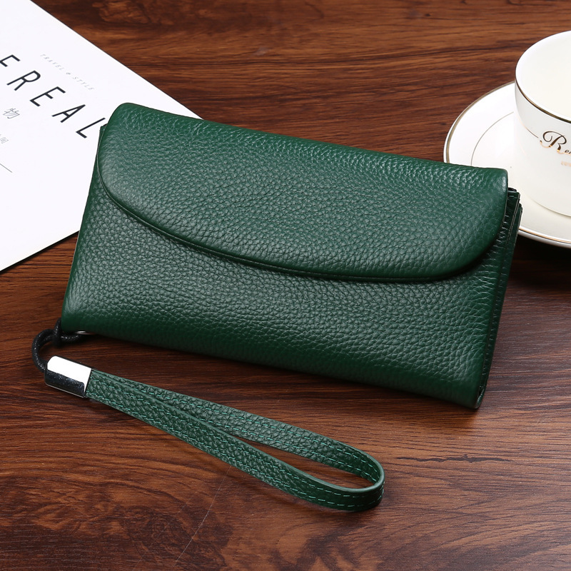 Cartera de gran capacidad, piel de vaca de primera capa larga, bolsa de monedas con múltiples posiciones de tarjetas, cuero suave, estilo de explosión ruso OZON