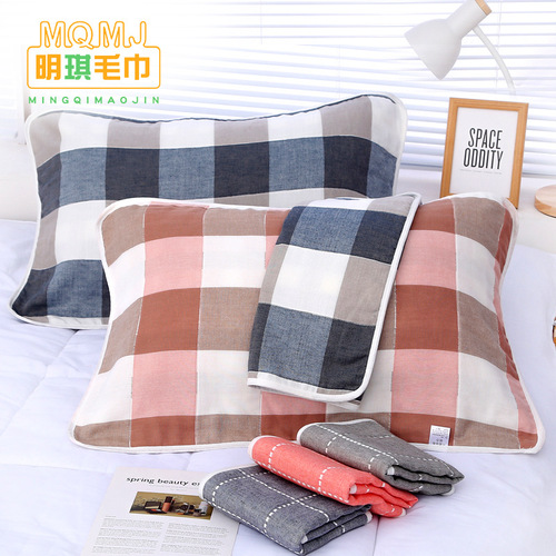 Six-layer gauze pure cotton face towels for adults and children, thick absorbent 100% cotton cartoon pillow covers, home use couple face towels