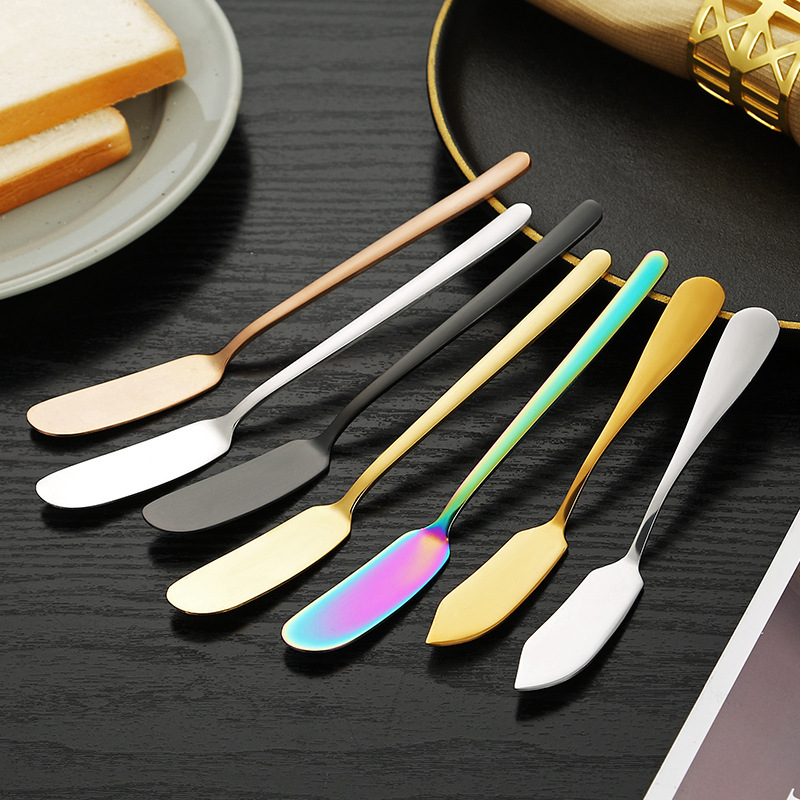 304 stainless steel Korean butter knife long handle butter jam spatula thickened cream decorating knife factory wholesale