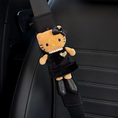 Seat belt shoulder pad Kitty Decorative Safety Straps for - purchasing-agent-grade-miu-series-black-leather-kitty