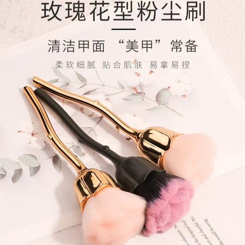Nail Art Dust Brush, Dust Removal Brush for Nails, Desktop Polishing Dust Brush, Medium Size, Rose Gold Handle, Essential for Nail Art and Beauty