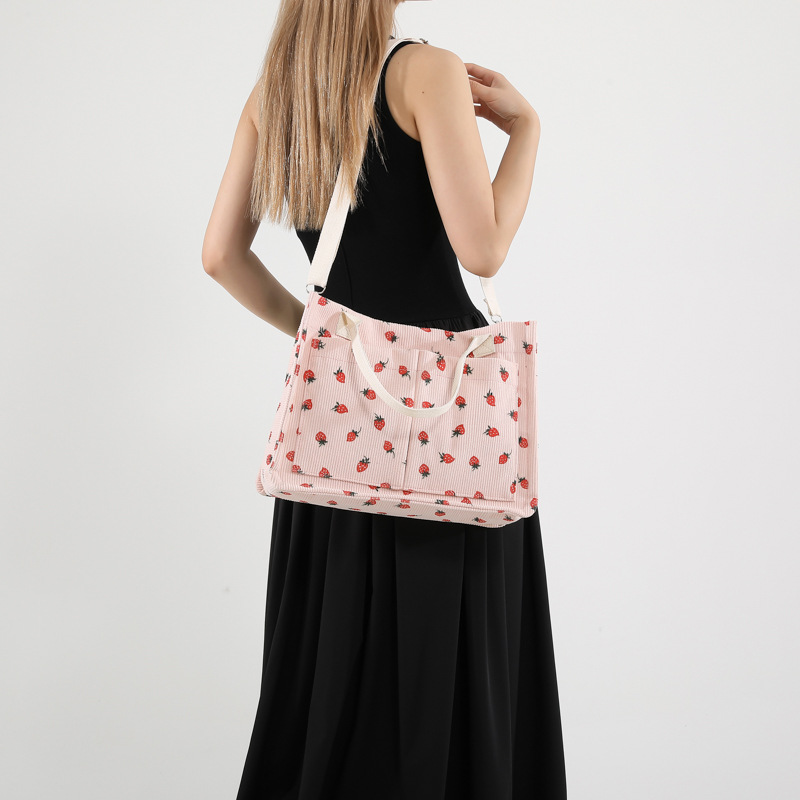 2024 estética simple ocio personalidad de moda de hombro bolsa de compras bolsa de primavera nueva bolsa de tela estudiantil