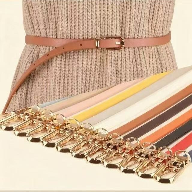 Cross-Border Export Multi-Color Pu Small Belt Women's Jeans New Belt Women's Versatile Korean Style Decorative Dress