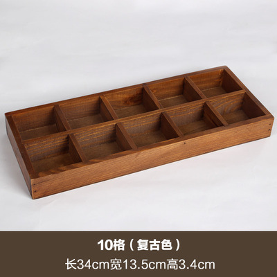 10칸 복고풍 컬러 수납 나무 상자