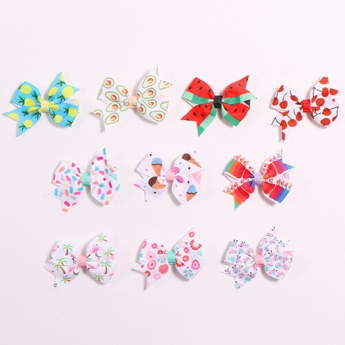 90505 Windmill Butterfly Hair Clip Tropical Fruit Print Side Clip Headwear Full Covered Cloth Hair Clip Children's Hair Clip