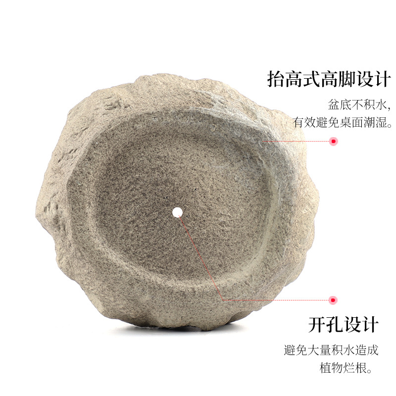 Macetas verdes para plantas de jardín con suelo perforado, macetas de imitación de piedra personalizadas, venta directa del fabricante, cerámica.