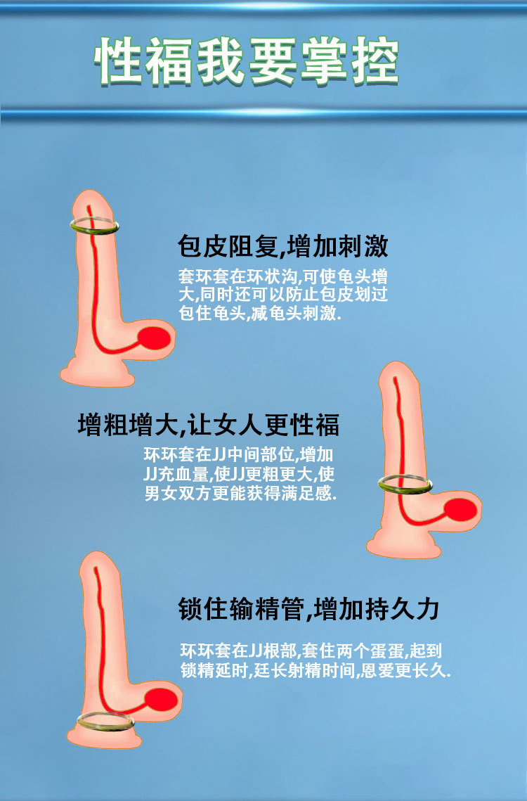 Silicone Male Locking Ring, Manual Control, Black Full Set, Couples-Friendly — detail image 4
