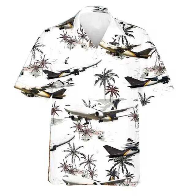 Vintage 3D Digital Printing Fighter Shirt Men's Clothing Hawaii Beach Summer Short Sleeve Shirt Cross Border