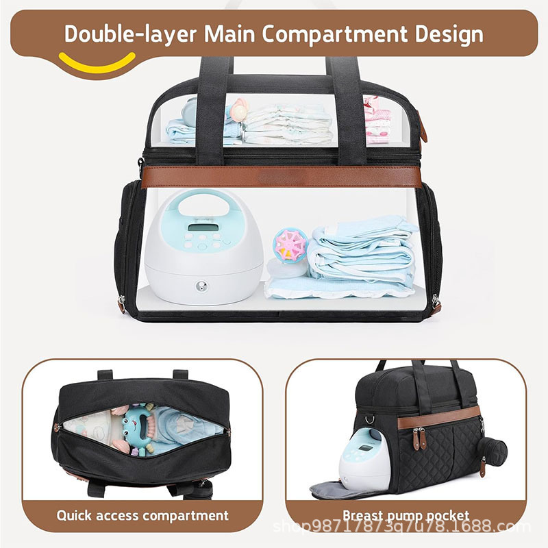 Nuevo bolso de extracción de leche, bolso de pañales, bolso de mano, bolso de trabajo de doble capa, adecuado para madres lactantes.