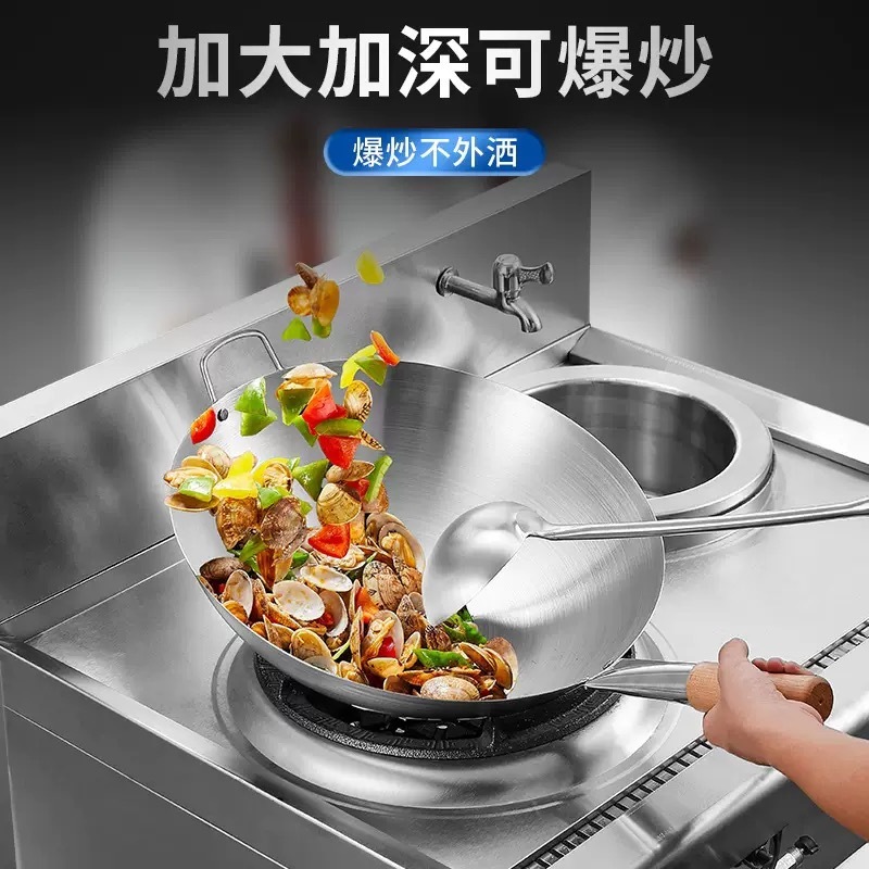 国境を越えたステンレス鋼中華鍋シングルハンドル両耳中華鍋卸売家庭用中華鍋商業露店中華鍋コーティングされていない中華鍋|undefined
