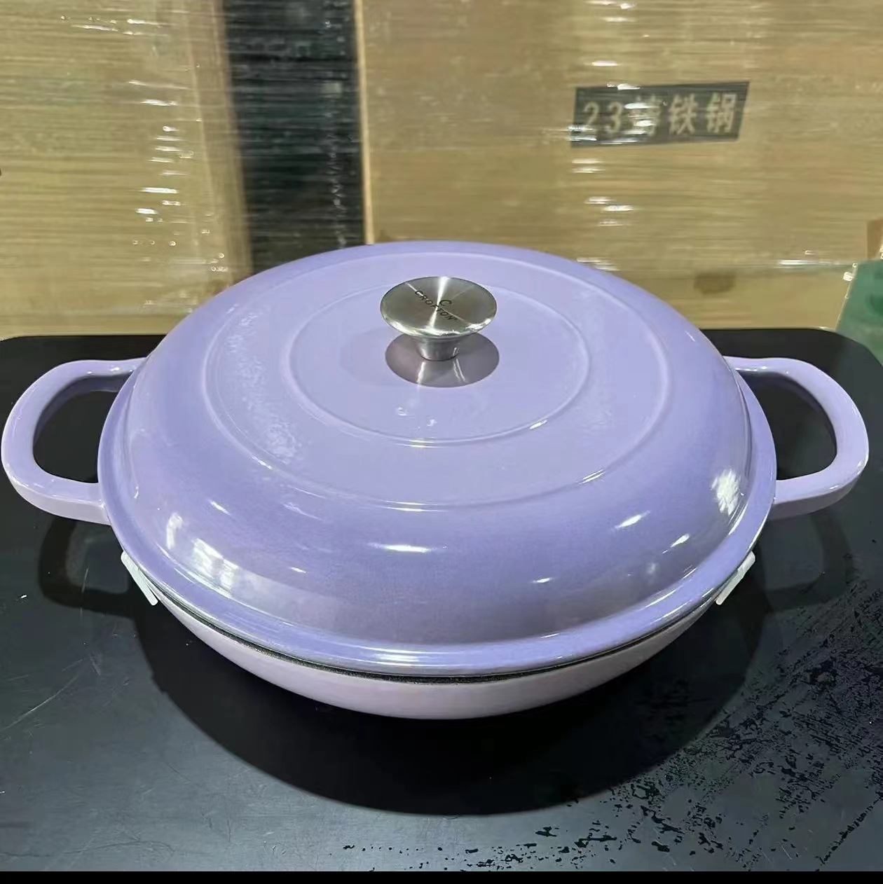 보라색 내부 흰색 30x6.5cm 해산물 냄비