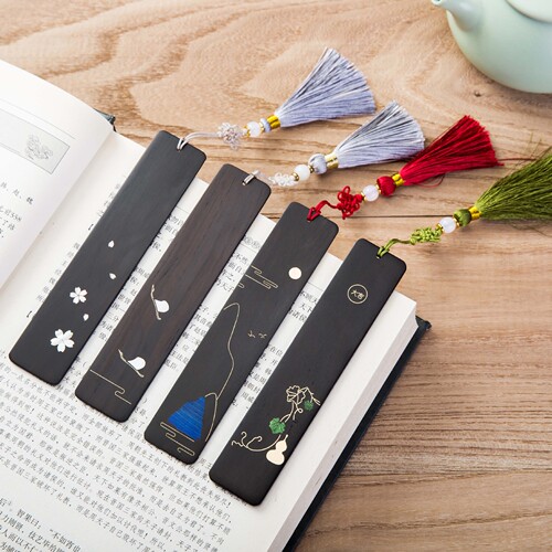 Wooden Bookmark Gift Box Exquisite Handcrafted Solid Wood National Trend Creative Simple Literary Style Bookmark Gift Set Wholesale