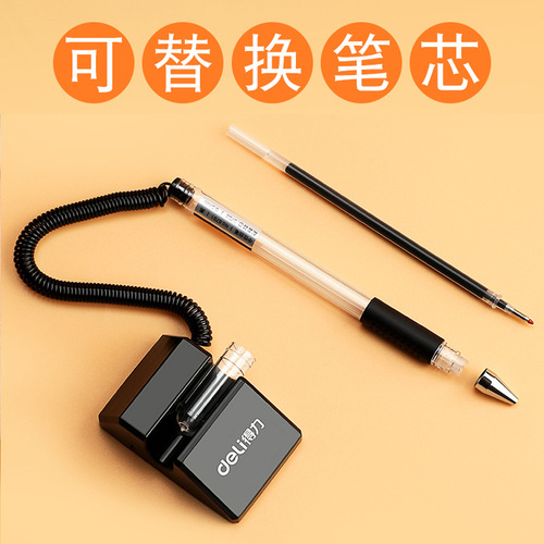 Deli 6791 Desk Pen Gel Refill Black Bullet 0.5mm Business Office Signature Pen Simple Counter Pen