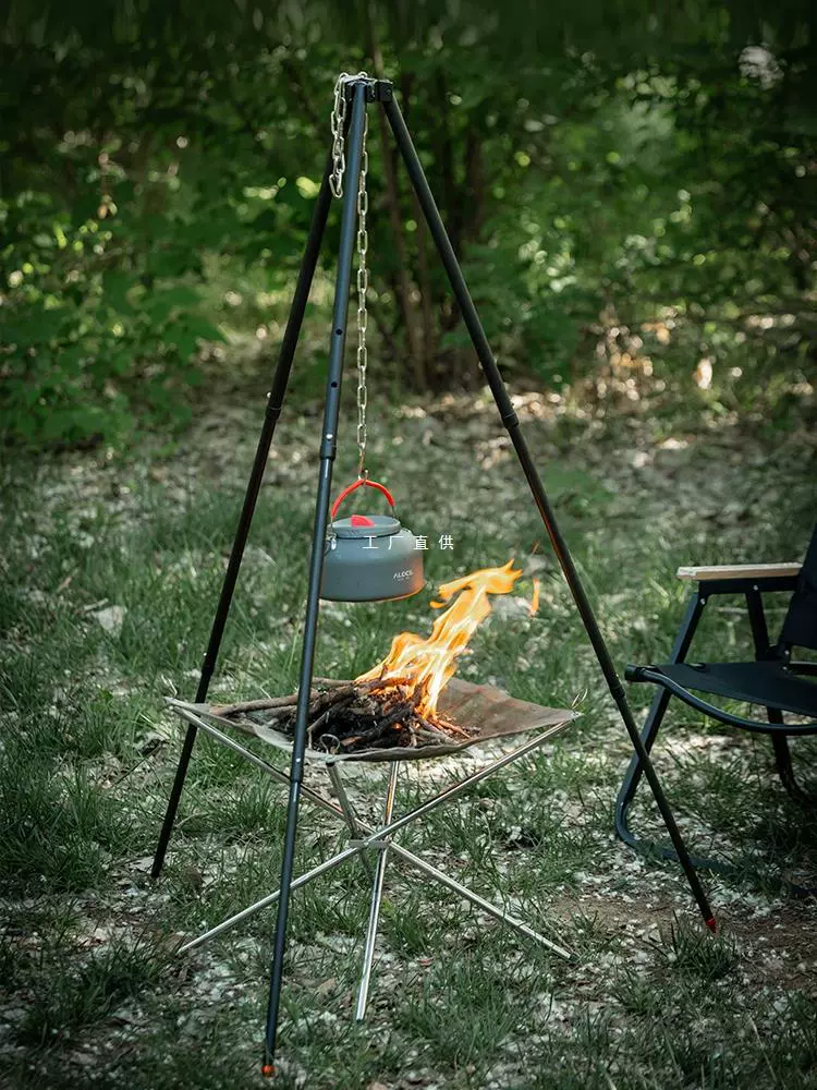 Открытый треугольник подвесной кронштейн для кемпинга барбекю штатив портативный складной костер костер дров печь