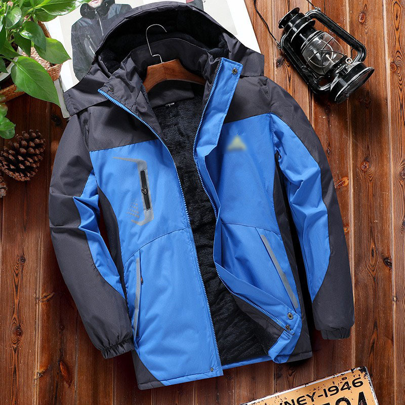 New Velvet Thickened Jacket Men's Waterproof Large Size Outdoor Cold-Proof Clothing Cotton Coat Group Work Clothes