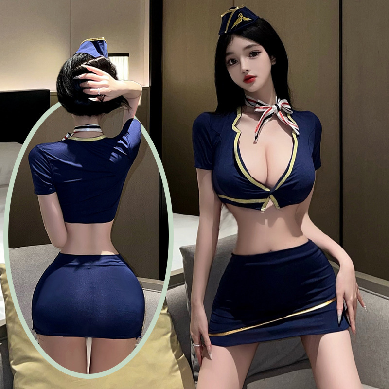 New sexy lingerie women's real sexy hip skirt nightclub stewardess uniform Dew temptation Secretary OL suit