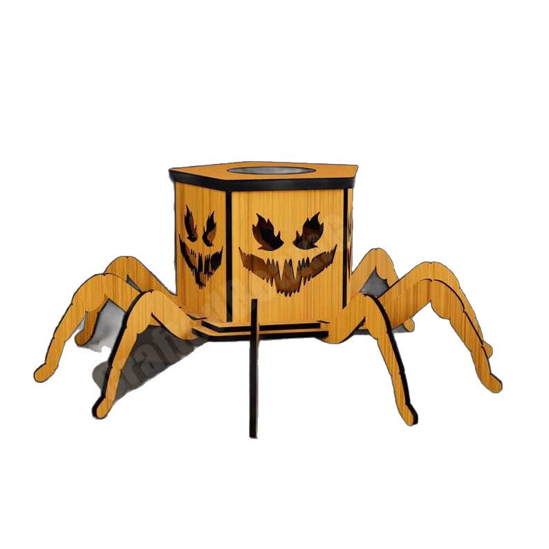 クロスボーダー新製品ゴーストハロウィンスパイダーミニランタン燭台装飾面白い装飾品木製工芸品|undefined