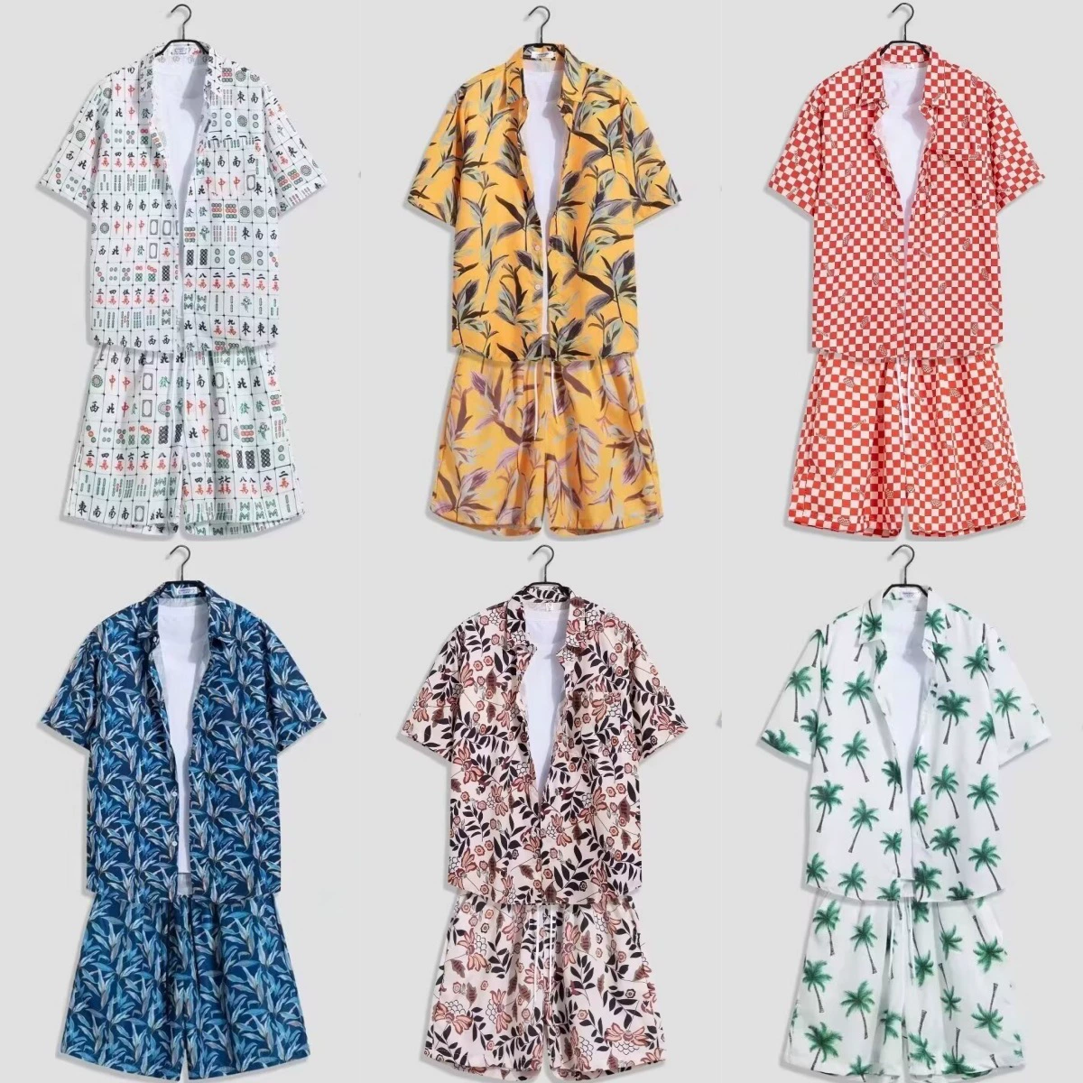 Фабрика оптовая продажа 2025 Летний набор тонкий пляжный брюки рубашка из двух частей повседневный гавайский праздничный набор мужской