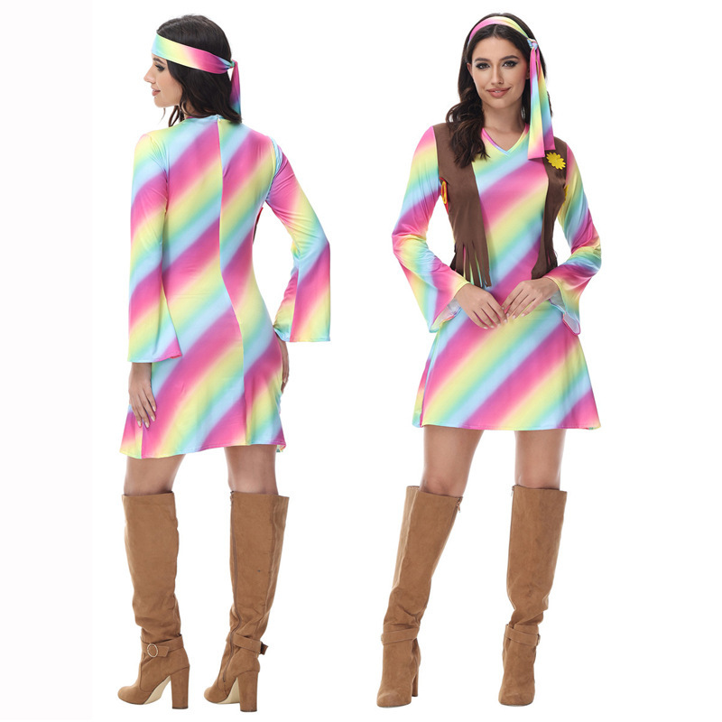 Adult women's hip hop party clothes ball wear 70s stage wear Halloween annual meeting role play costume