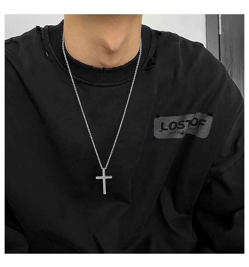 13g Weight Pendant Necklace Classification cable chain Chain Type Simple Style Cross Titanium Steel Polishing Men's Pendant Necklace