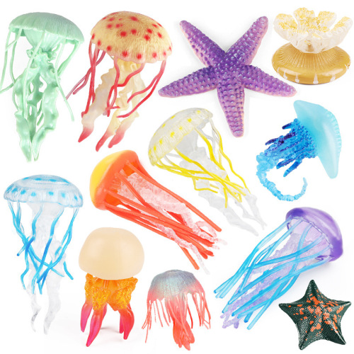 Aquarium decoration simulation ornaments marine animal model jellyfish jellyfish starfish octopus conch sea anemone coral