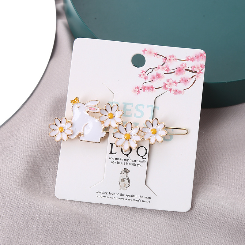 Cartoon Style Rabbit Cat Metal Inlay Artificial Pearls Rhinestones Hair Clip display picture 2