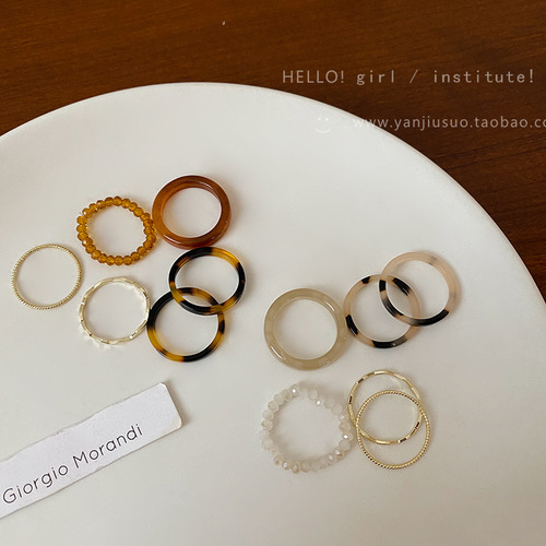 Vintage Acetate Circle Ring for Women  New Trendy Minimalist Luxury Fine Finger Ring Set Knuckle Ring