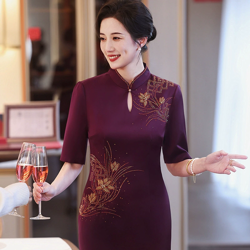 Простое платье среднего возраста для мамы среднего возраста 953 # платье для мамы