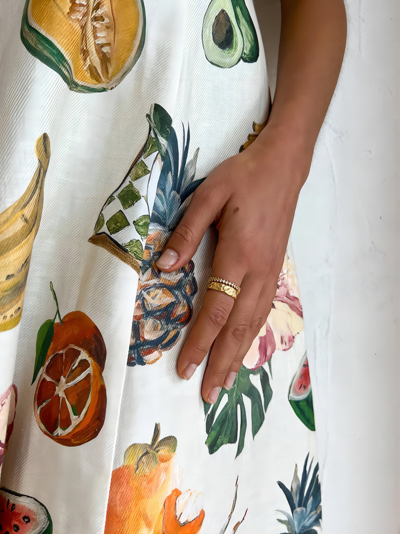 Printing Design Casual Style Wholesale Women's Casual Printing Fruit Street Round Neck Short Sleeve Swing Dress