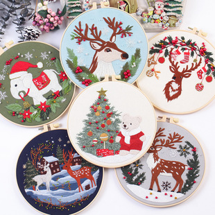 2025 Christmas New Product Embroider DIY Material Package Handmade Cross-Border British Manufacturer Kit Beginner Thread Embroider Christmas