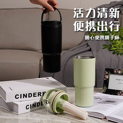 吸管保温杯316不锈钢汽车杯大容量咖啡杯户外便携随行杯子提手杯