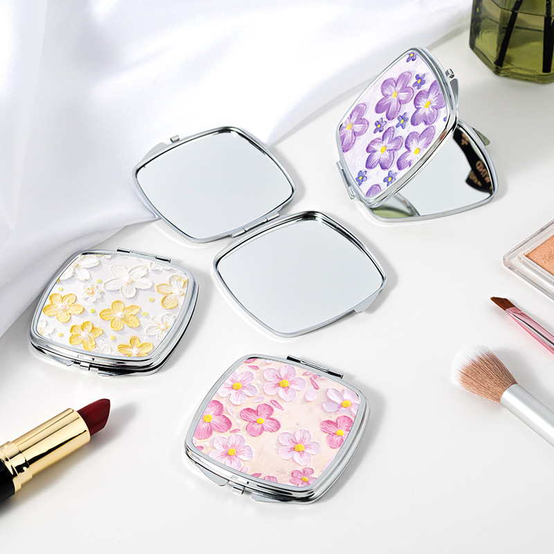 simple square handheld folding small mirror for students